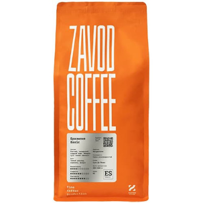 Кофе ZAVOD Coffee Бразилия Basic 1 кг, в зернах